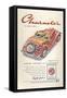 Press Advertisement for the MG Midget, 1950s-Laurence Fish-Framed Stretched Canvas