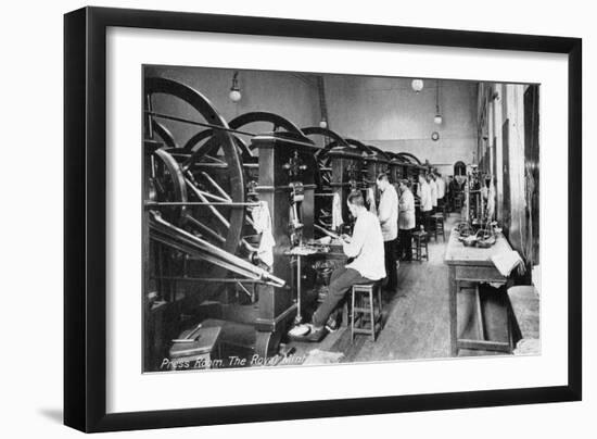 Press Room, the Royal Mint, Tower Hill, London, Early 20th Century-null-Framed Giclee Print