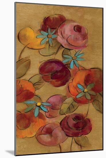 Pressed Flowers I on Gold-Silvia Vassileva-Mounted Art Print