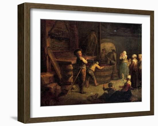 Pressing at Vermenton, 1761-Etienne Jeaurat-Framed Giclee Print