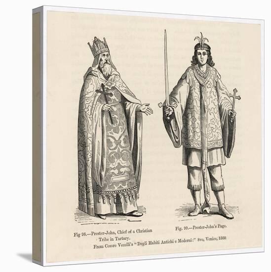 Prester John Legendary Christian King and Priest of the Middle Ages Pictured Here with His Page-null-Stretched Canvas