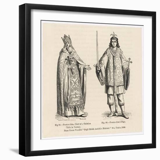 Prester John Legendary Christian King and Priest of the Middle Ages Pictured Here with His Page-null-Framed Art Print