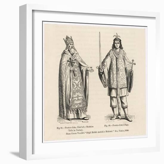 Prester John Legendary Christian King and Priest of the Middle Ages Pictured Here with His Page-null-Framed Art Print