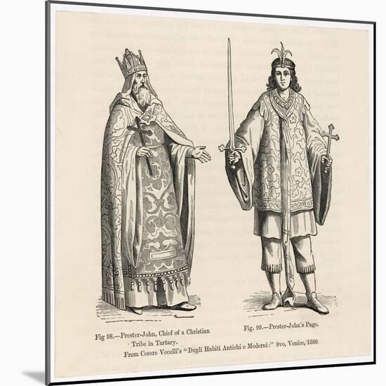 Prester John Legendary Christian King and Priest of the Middle Ages Pictured Here with His Page-null-Mounted Art Print