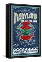 Preston, Maryland - Blue Crabs-Lantern Press-Framed Stretched Canvas