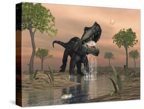 Prestosuchus Dinosaur Catches a Fish Out of Water-Stocktrek Images-Stretched Canvas