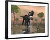 Prestosuchus Dinosaur Catches a Fish Out of Water-Stocktrek Images-Framed Art Print