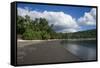 Pretty black sand volcanic beach, Epi Island, Shepherd Islands, Vanuatu, Pacific-Michael Runkel-Framed Stretched Canvas