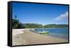 Pretty black sand volcanic beach, Epi island, Shepherd Islands, Vanuatu, Pacific-Michael Runkel-Framed Stretched Canvas