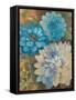 Pretty Blue Dahlias 1-Vera Hills-Framed Stretched Canvas