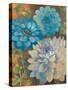 Pretty Blue Dahlias 1-Vera Hills-Stretched Canvas