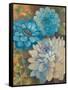 Pretty Blue Dahlias 1-Vera Hills-Framed Stretched Canvas