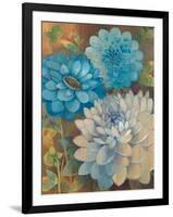 Pretty Blue Dahlias 1-Vera Hills-Framed Art Print