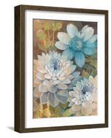 Pretty Blue Dahlias 2-Vera Hills-Framed Art Print