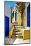 Pretty Colored Streets of Greek Islands-Maugli-l-Mounted Photographic Print