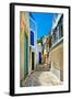 Pretty Colored Streets of Greek Islands-Maugli-l-Framed Photographic Print