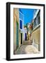 Pretty Colored Streets of Greek Islands-Maugli-l-Framed Photographic Print