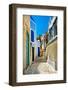 Pretty Colored Streets of Greek Islands-Maugli-l-Framed Photographic Print