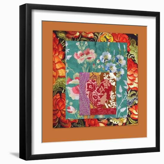 PRETTY FLORAL COLLAGE-Linda Arthurs-Framed Giclee Print