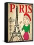Pretty Girl in the Paris-emeget-Framed Stretched Canvas