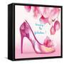 Pretty Petal Shoe-Colleen Sarah-Framed Stretched Canvas