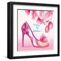 Pretty Petal Shoe-Colleen Sarah-Framed Art Print