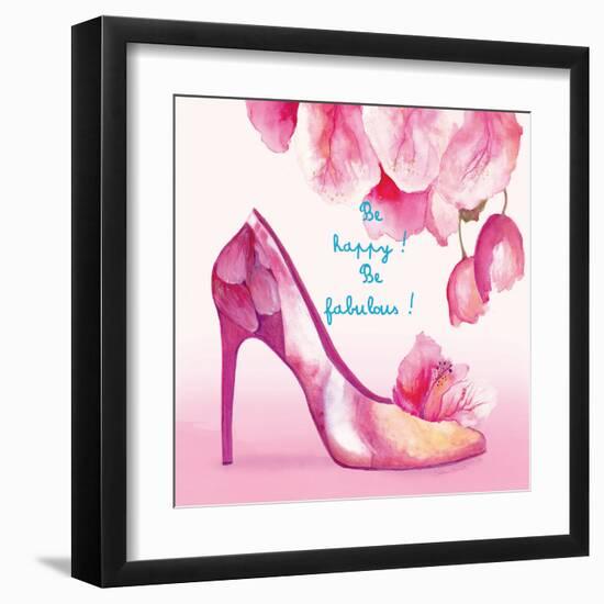 Pretty Petal Shoe-Colleen Sarah-Framed Art Print