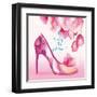 Pretty Petal Shoe-Colleen Sarah-Framed Art Print