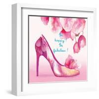 Pretty Petal Shoe-Colleen Sarah-Framed Art Print