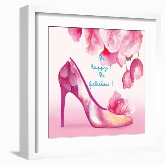 Pretty Petal Shoe-Colleen Sarah-Framed Art Print