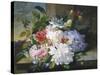 Pretty Still Life of Roses, Rhododendron and Passionflower-John Wainwright-Stretched Canvas