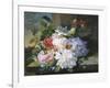 Pretty Still Life of Roses, Rhododendron and Passionflower-John Wainwright-Framed Giclee Print