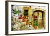 Pretty Village Greek Style - Artwork In Retro Style-Maugli-l-Framed Premium Giclee Print