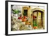 Pretty Village Greek Style - Artwork In Retro Style-Maugli-l-Framed Premium Giclee Print