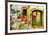 Pretty Village Greek Style - Artwork In Retro Style-Maugli-l-Framed Art Print