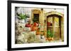 Pretty Village Greek Style - Artwork In Retro Style-Maugli-l-Framed Art Print