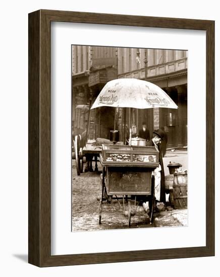 Pretzel Vendor, Duane Street, Manhattan, c.1918-null-Framed Art Print