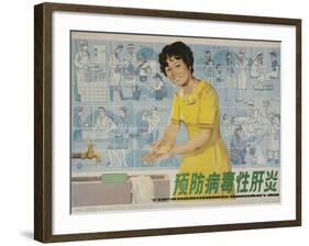 Prevent Hepatitis by Washing, Chinese Cultural Revolution-null-Framed Giclee Print