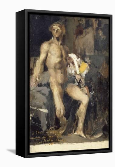 Priam aux pieds d'Achille (esquisse)-Jules Bastien-Lepage-Framed Stretched Canvas