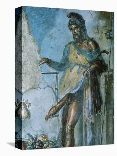 Priapus by Weighing His Penis. Fresco. Pompeii. Italy-null-Stretched Canvas