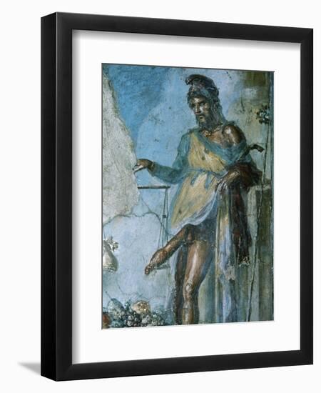 Priapus by Weighing His Penis. Fresco. Pompeii. Italy-null-Framed Premium Giclee Print