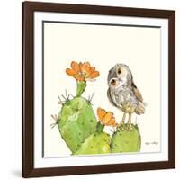 Prickly Pear and Elf Owl-Robbin Rawlings-Framed Art Print