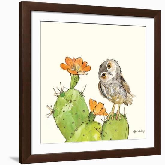 Prickly Pear and Elf Owl-Robbin Rawlings-Framed Art Print