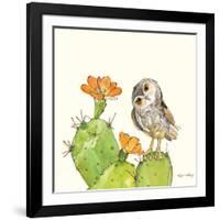 Prickly Pear and Elf Owl-Robbin Rawlings-Framed Art Print