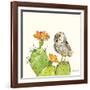 Prickly Pear and Elf Owl-Robbin Rawlings-Framed Art Print