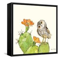 Prickly Pear and Elf Owl-Robbin Rawlings-Framed Stretched Canvas