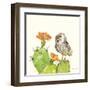 Prickly Pear and Elf Owl-Robbin Rawlings-Framed Art Print