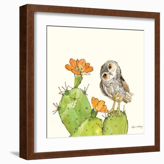 Prickly Pear and Elf Owl-Robbin Rawlings-Framed Art Print