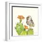 Prickly Pear and Elf Owl-Robbin Rawlings-Framed Art Print