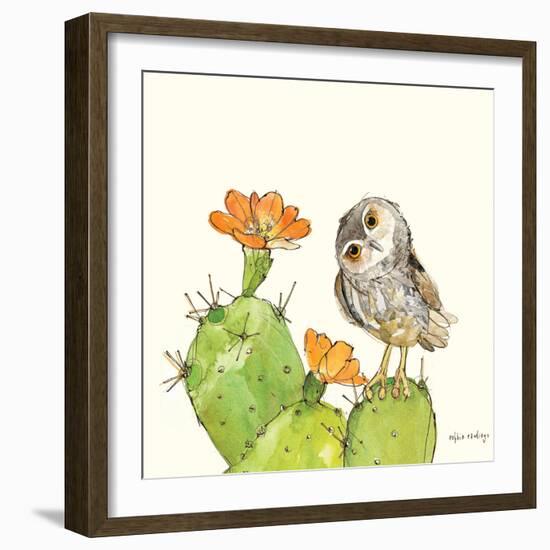 Prickly Pear and Elf Owl-Robbin Rawlings-Framed Art Print